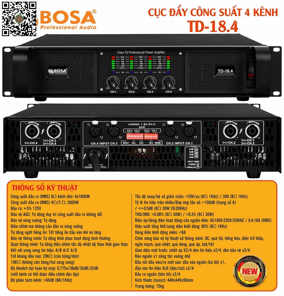Main Công Suất 2 Kênh Bosa TD-18.4